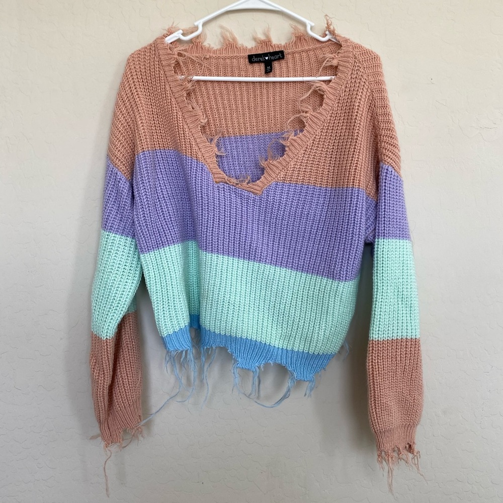 Derek heart multicolor off the shoulder sweater.